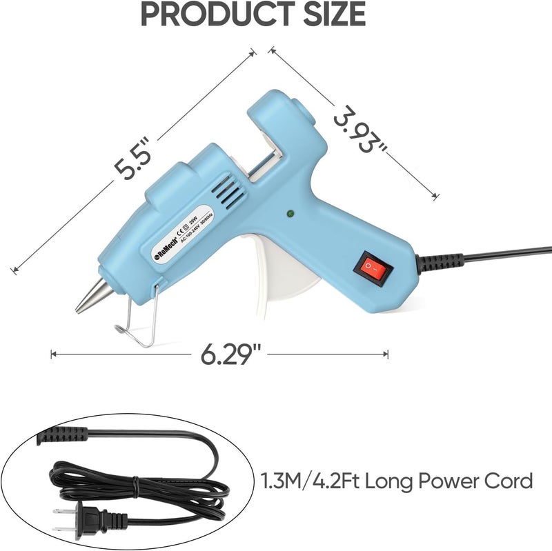 ROMECH 20W Mini Hot Glue Gun with 30 Glue Sticks Set, Fast Preheating Hot Glue Gun Kit Heavy Duty Gluegun for Craft, DIY, Repairs (Cyan) - Image 4
